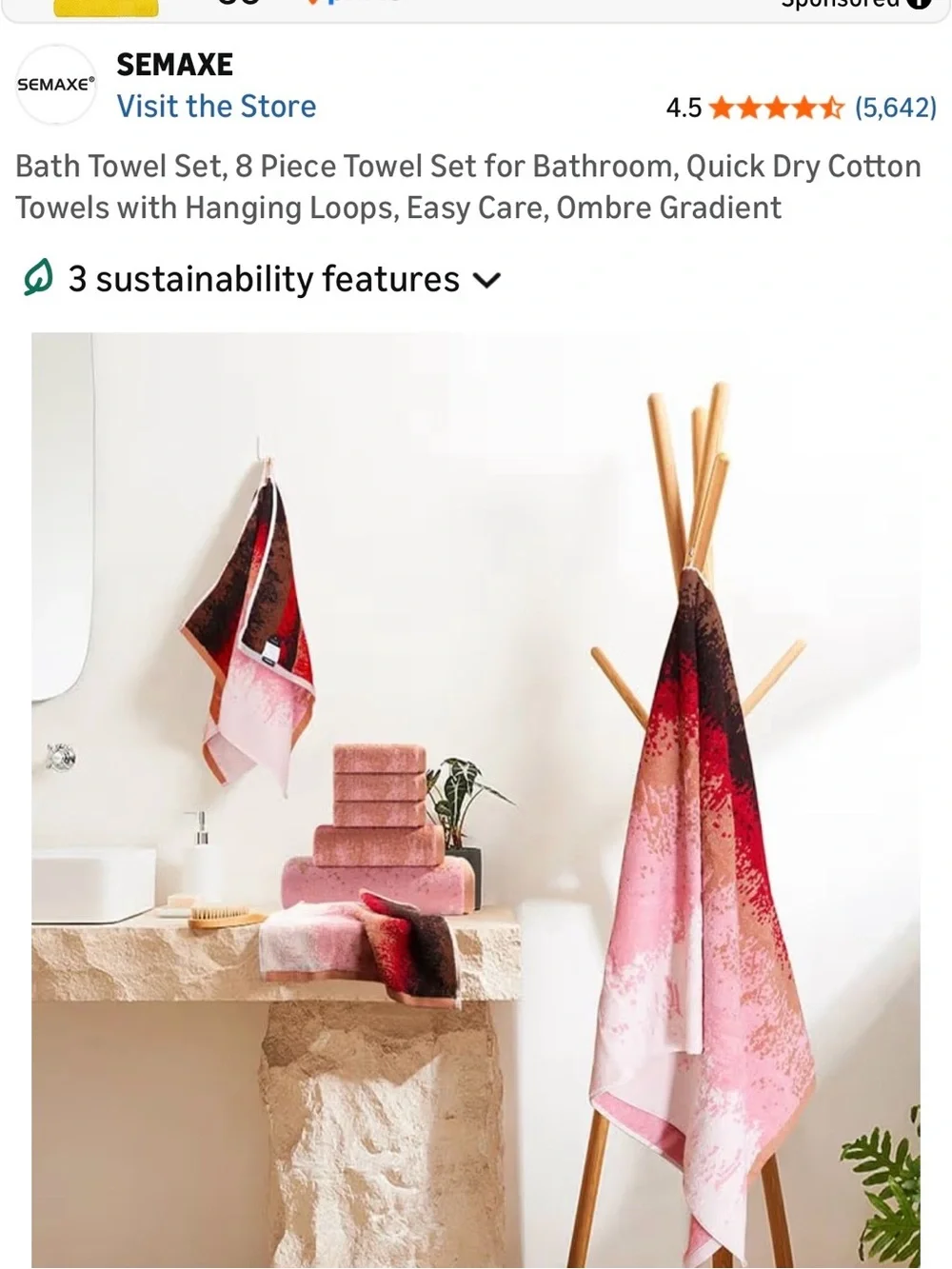 Colorful Red-Pink Gradient Bath Towel Set - 8pc